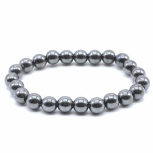 Bracelet hématite naturelle 8 mm – perles polies – Minas Gerais Brésil