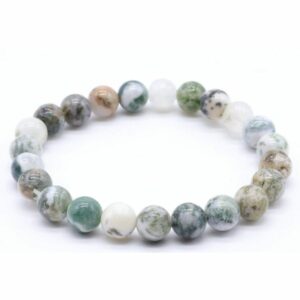 Bracelet en Agate Arbre naturel de 8 mm, origine Mossel Bay, Afrique du Sud