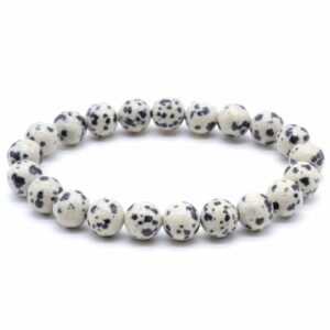 Bracelet en jaspe dalmatien naturel – perles 8 mm – Inde