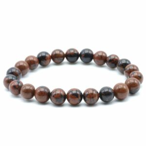 Bracelet en perles d’obsidienne mahogany de 8 mm – bijou naturel originaire du Mexique, monté sur fil élastique. Livraison gratuite en France métropolitaine