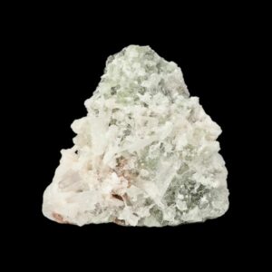 Spécimen d’apophyllite verte avec cristaux de scolécite, 622 g, provenant d’Inde