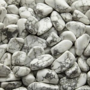 Pierre roulée howlite taille M, polie, blanche avec veines grises, provenant de Mashonaland West, Zimbabwe