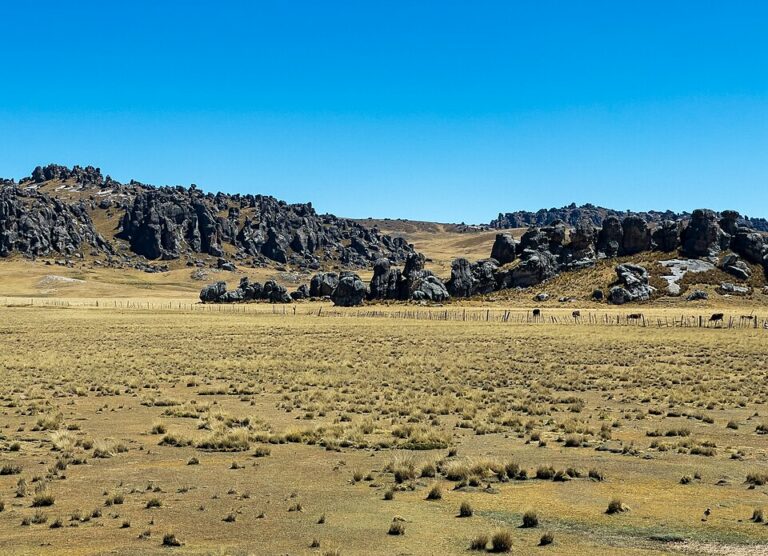 Formations rocheuses spectaculaires des Andes dans la région minière de Cerro de Pasco au Pérou