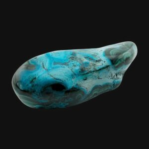 Malachite et chrysocolle de Tantara, forme libre polie, vue du dessus