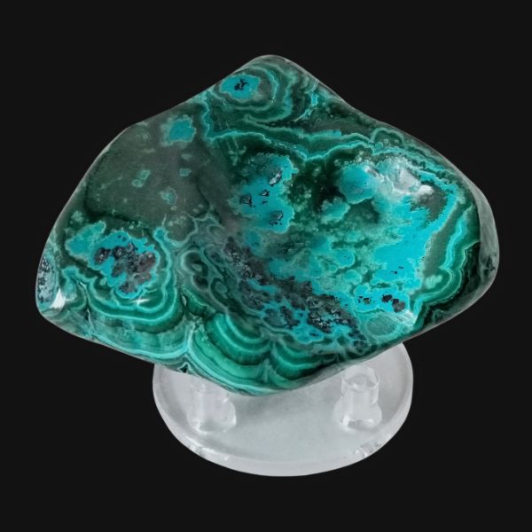 Malachite et chrysocolle de Tantara, forme libre sur support, autre face